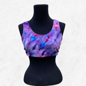 Ice Dyed Sports Bra - Tie Dye Bralette Wide Straps - Gym Yoga Run 38/Large